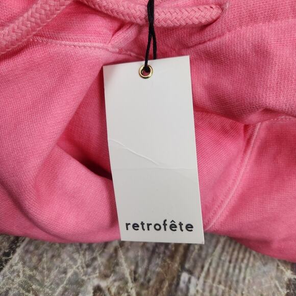 Retrofete Vanessa Hoodie Sweatshirt XS Hot Pink Logo NWT Oversized Fit Pocket - Picture 8 of 9